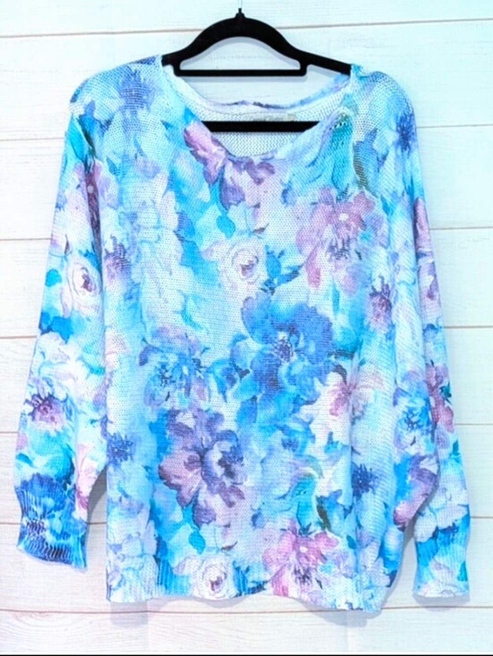 🆕 Loggia De Tessitori  Floral Blue 💙 & Purple 💜 Lightweight Knit Size Large
